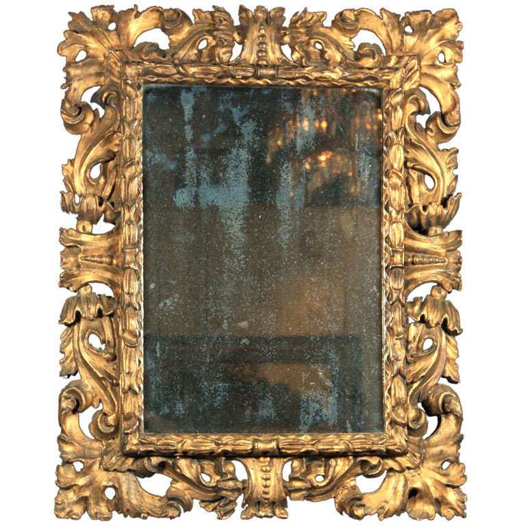 Carved   Gilt Wood Roccoco Style Mirror For Sale