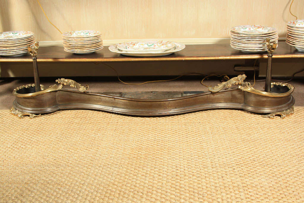 POLISHED STEEL AND LACQUERED BRONZE FIRE FENDER