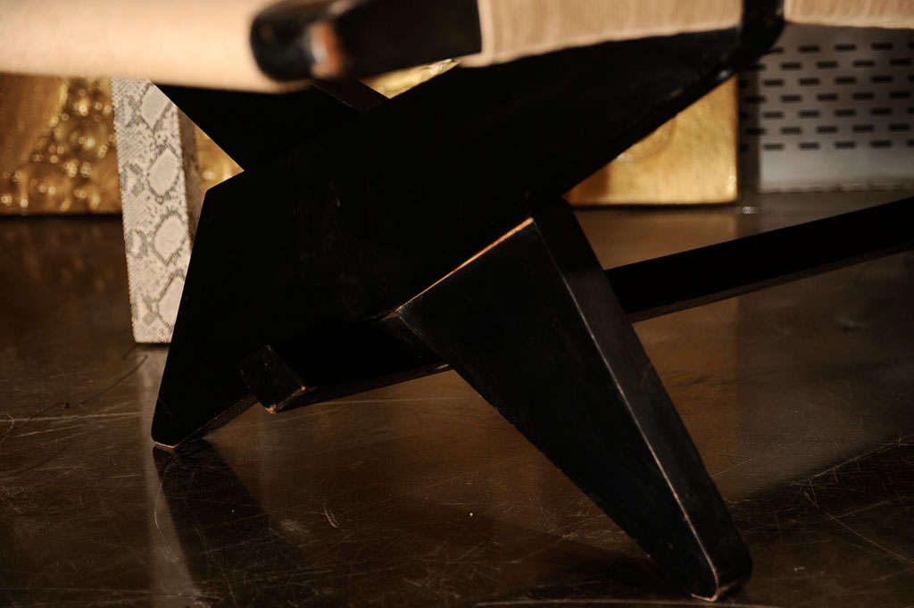 Extremely rare ebonized wood and hemp rope low lounge by the 51st state's best known architect.