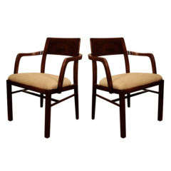 Pair of Edward Wormley walnut dining chairs, mfg. Dunbar