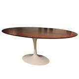 Classic Eero Saarinen walnut topped oval dining table-Knoll