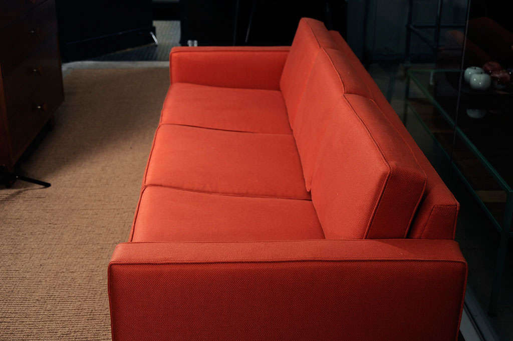 1950's Steelcase sofa on chrome base, redone in linen 1