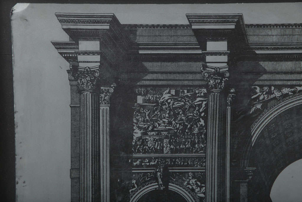 20th Century Original Fornasetti Zinc Lithograph Plate of Arco Romano