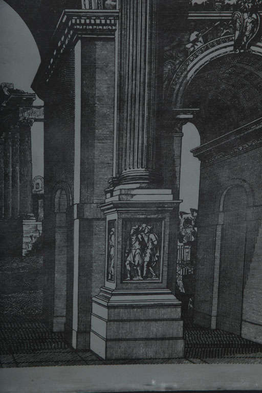 Wood Original Fornasetti Zinc Lithograph Plate of Arco Romano