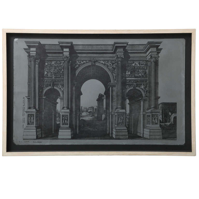 Original Fornasetti Zinc Lithograph Plate of Arco Romano