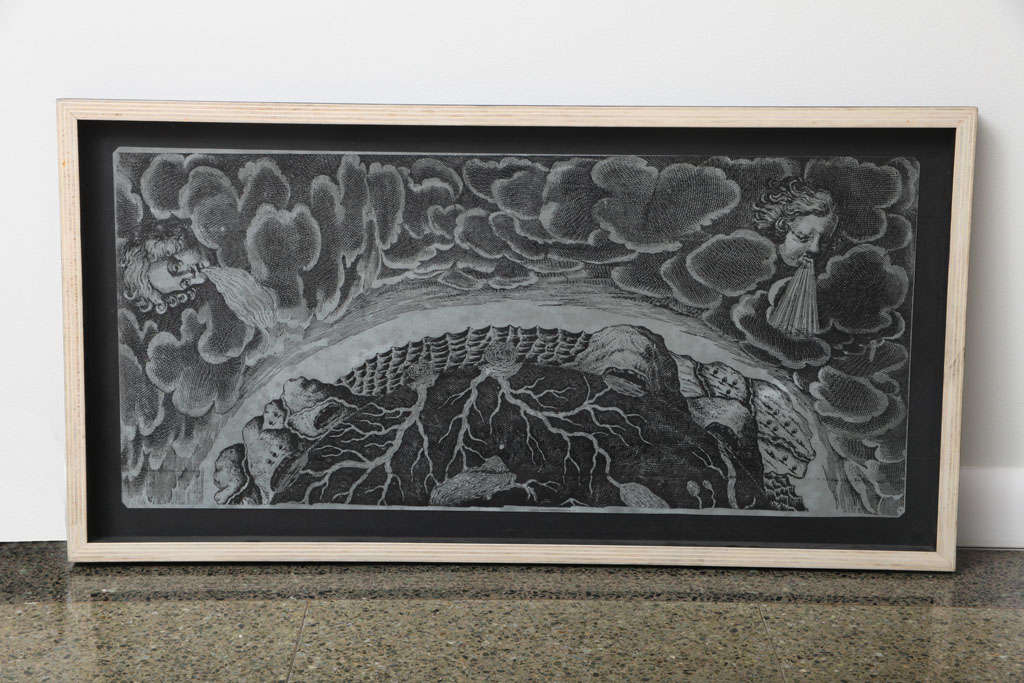 Original Fornasetti Zinc Lithograph Plate. Surrealist scene.
Milan, Italy (1913-1988).