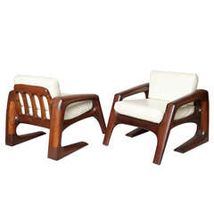 Pair of Studio Armchairs by J. Muckey, Signed