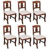 Set of 6 Italian Carved Walnut Chairs, Circa 1840