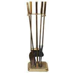 Vintage Brass Fireplace Tool Set Country: Period: 1980s  Description: Fi