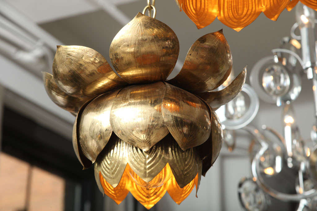 Brass Lotus Blossom Chandelier 2