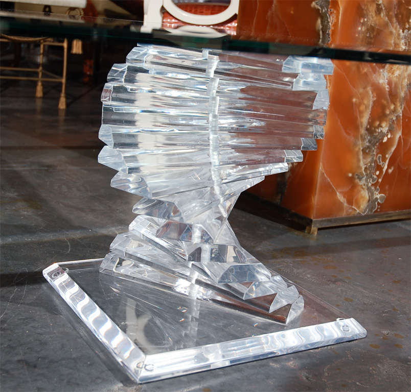20th Century Swirling Lucite and Glass Coffee Table