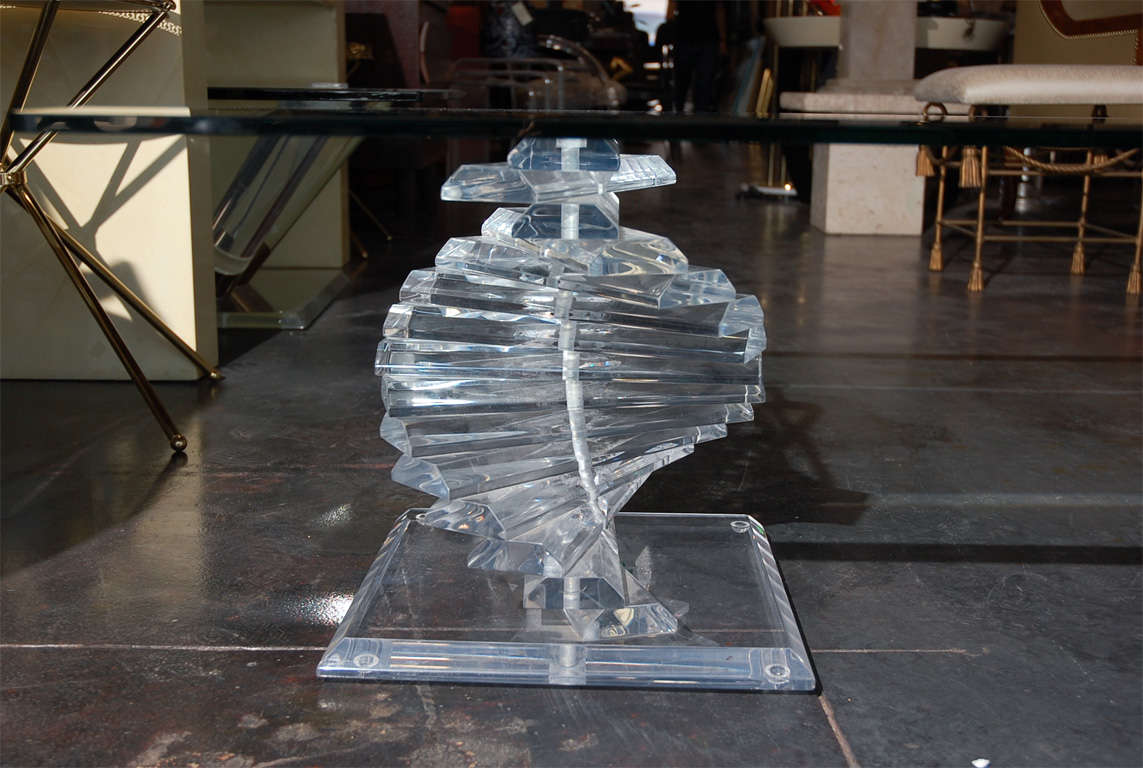 Swirling Lucite and Glass Coffee Table 1