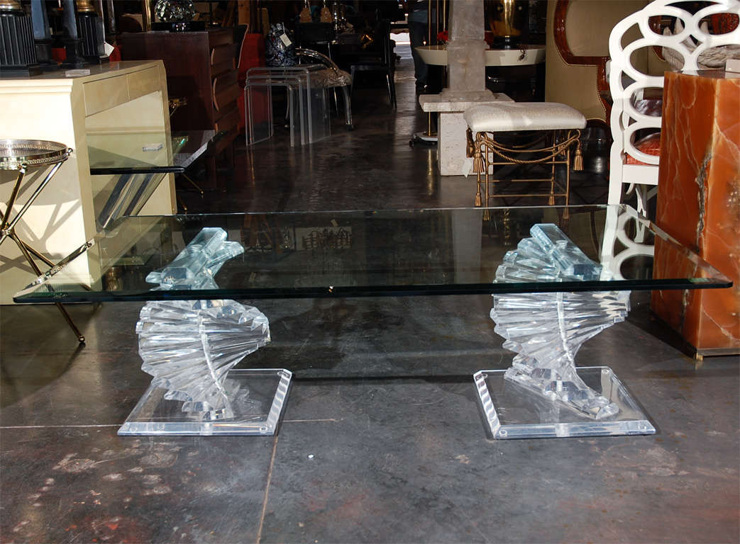Swirling Lucite and Glass Coffee Table 4