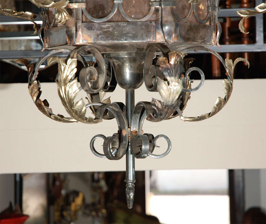 Large Traditional Wrought Iron & Brass Lantern 1