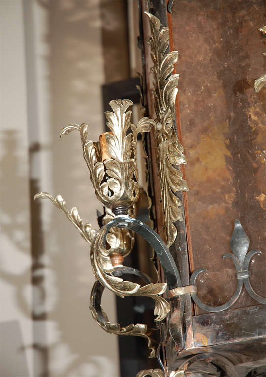 Large Traditional Wrought Iron & Brass Lantern 2