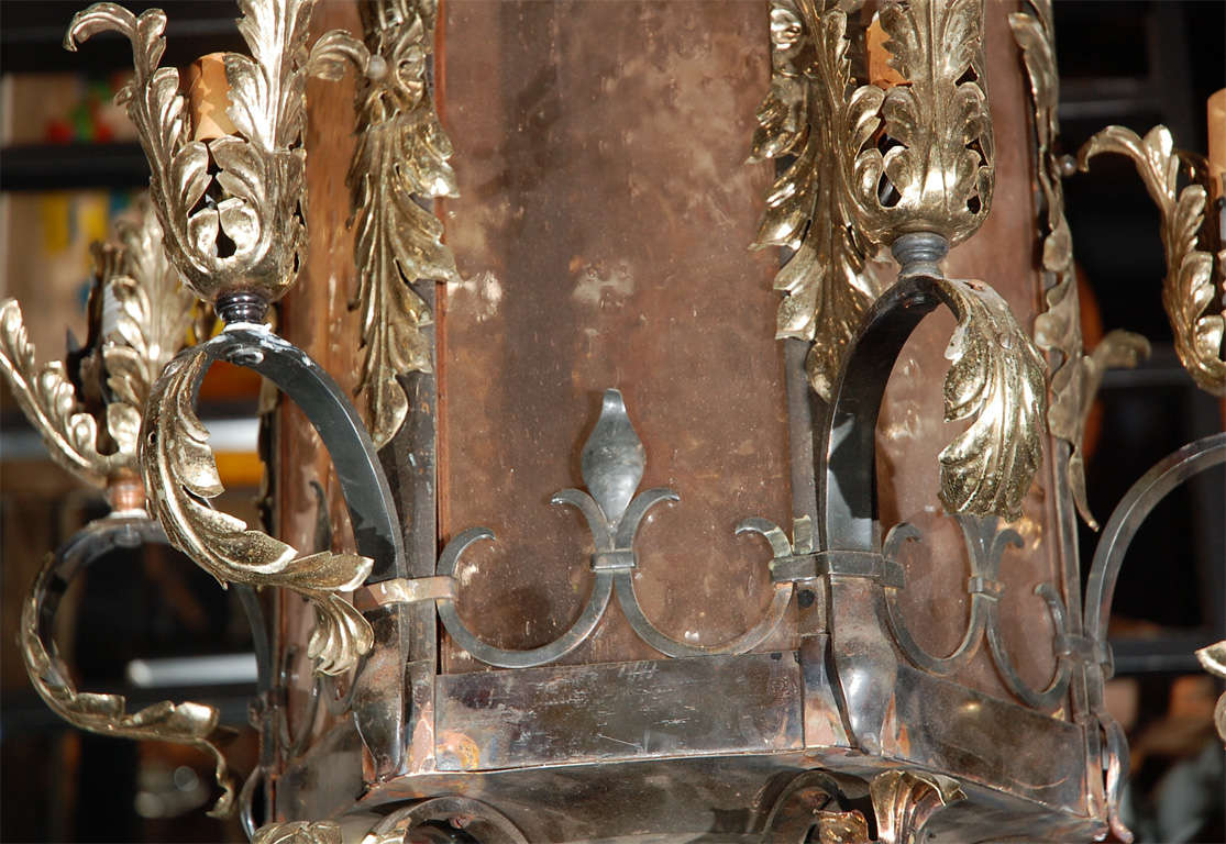 Large Traditional Wrought Iron & Brass Lantern 3