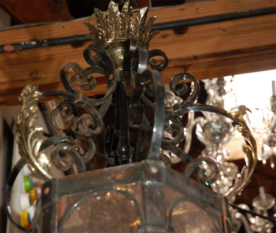 Large Traditional Wrought Iron & Brass Lantern 4
