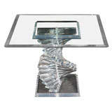 Swirling Lucite and Glass Side Table