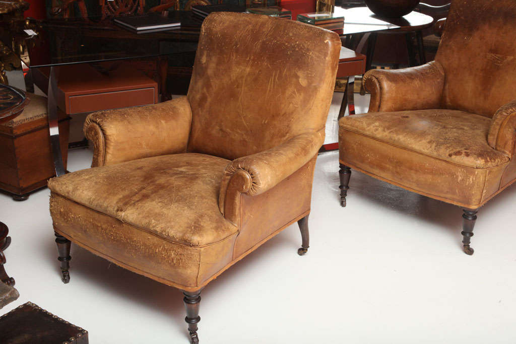 Pair of French Leather Chairs 6