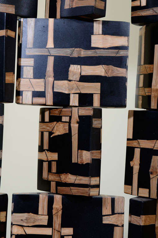 Lamp- Intriging Design a la Eileen Grey.  Bamboo inlaid wood. 1