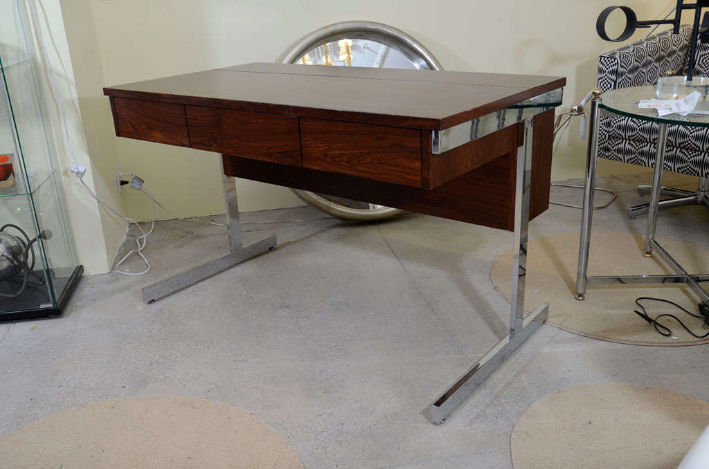 Desk- Walnut & Chrome 48" L x 26" D, American Ca. 1970's