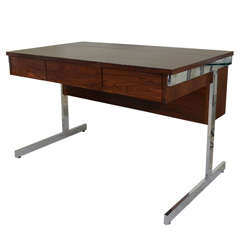 Desk- Walnut & Chrome 48" L x 26" D, American Ca. 1970's