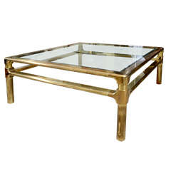 Cocktail Table Brass & Glass 40" square X 15" high ca. 1965
