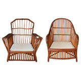 Antique Stick Wicker Lounge Chairs
