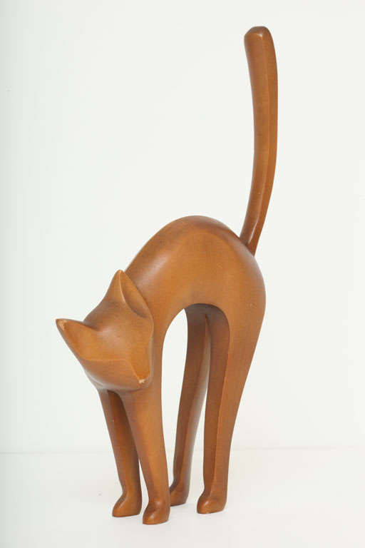 Austrian Hagenauer Wooden Cat Sculpture
