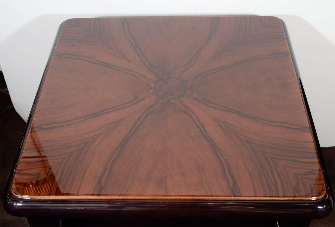 Streamlined American Art Deco Square Top Two-Tier Occasional Table In Excellent Condition In New York, NY