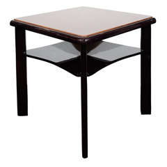 Streamlined American Art Deco Square Top Two-Tier Occasional Table