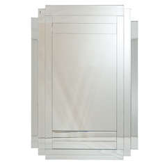 Art Deco Beveled and Stepped Mirror with Skyscraper Design