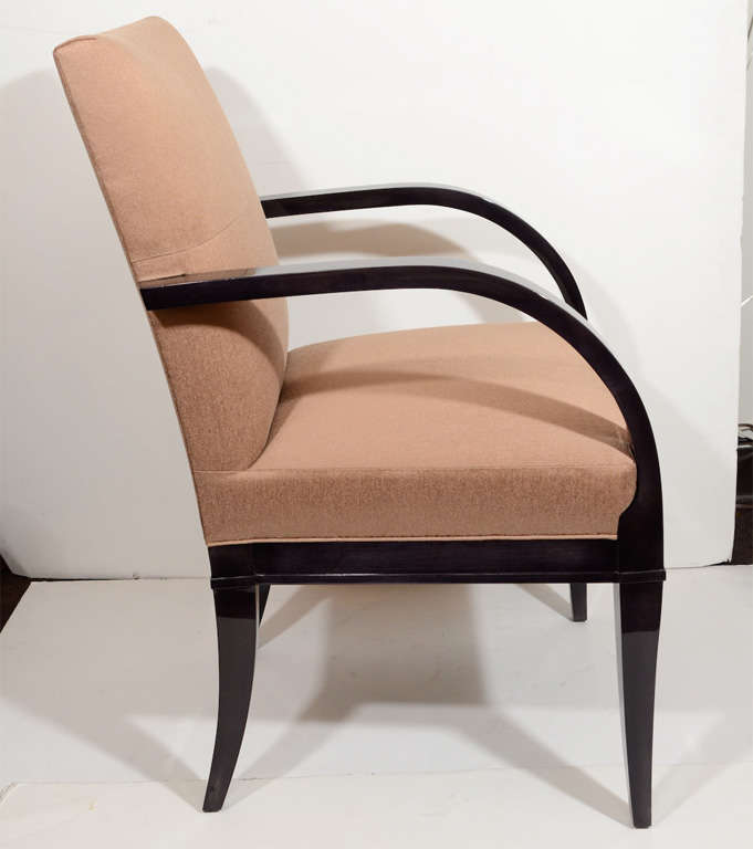 Mid-20th Century Mid Century Modern Desk Chair in Ebonized Walnut & Copper Sharkskin For Sale