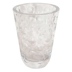 Modernist Reverse Cut and Etched Crystal vase by Orrefors