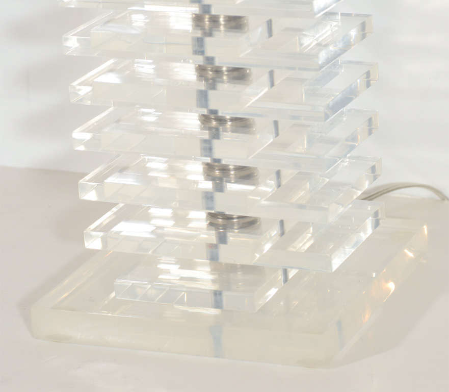 20th Century Modernist Stacked Lucite Lamp For Sale