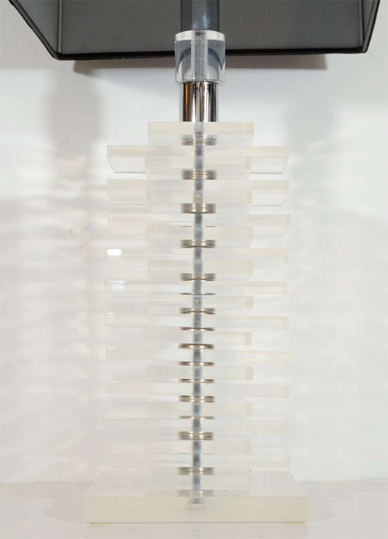 Modernist Stacked Lucite Lamp For Sale 4