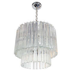 Modernist Two Tier Crystal Prism Chandelier by Camer