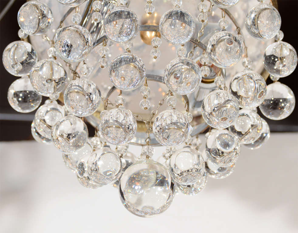 20th Century 1940's Hollywood Light Fixture with Crystal Ball Drop Details