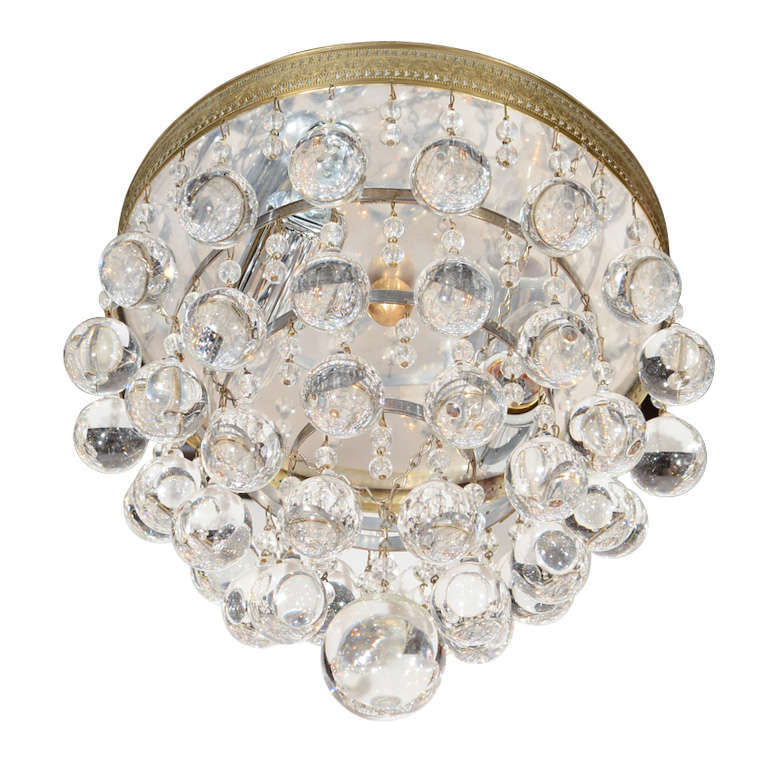 1940's Hollywood Light Fixture with Crystal Ball Drop ...