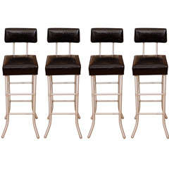 Set of four aluminum bar stools by Warren McArthur