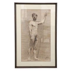 Charcoal of a Nude by Landini, Circa 1908