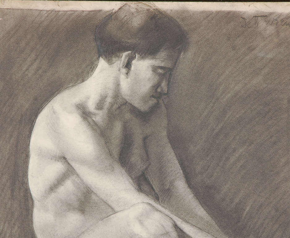 French Charcoal of a Nude, Circa 1910 In Good Condition For Sale In Los Angeles, CA