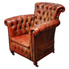 English Leather Club Chair, Circa 1870