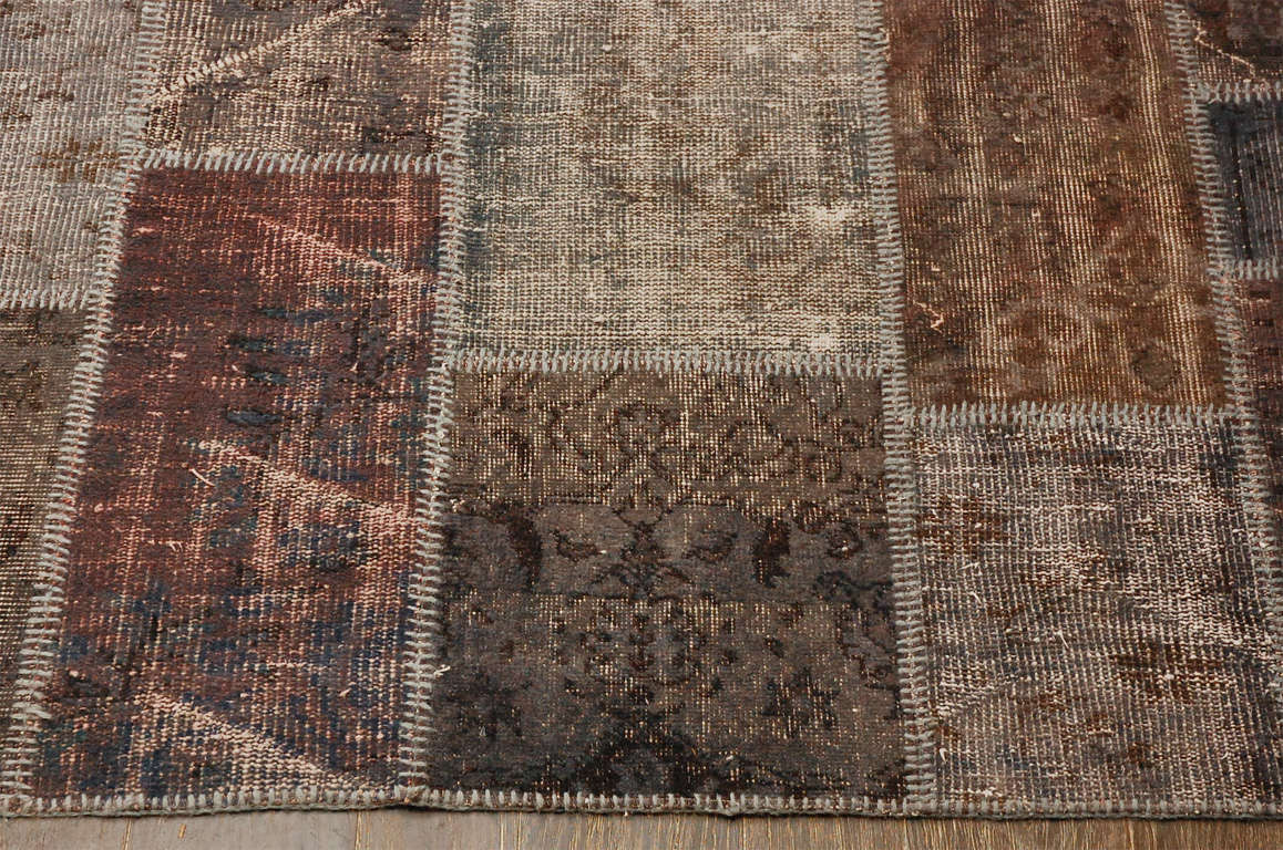 Decoratively stitched wool carpets of complementary design from Anatolian wool carpets (four available)