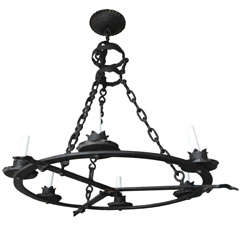Vintage Iron Chandelier With Interesting Details