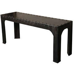 Vintage Industrial Iron Console Table