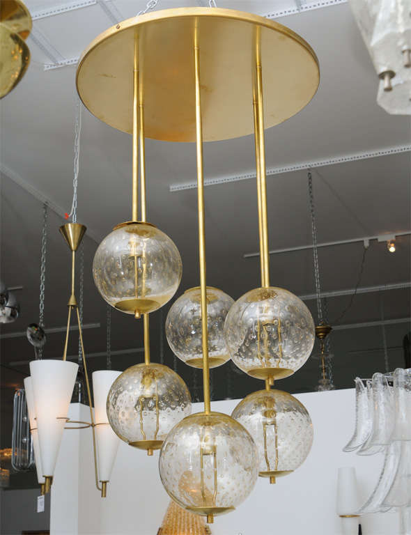 Large Italian Brass And Glass Bubble Light Fixture At 1stdibs Large Italian Brass And Glass Bubble Light Fixture 2