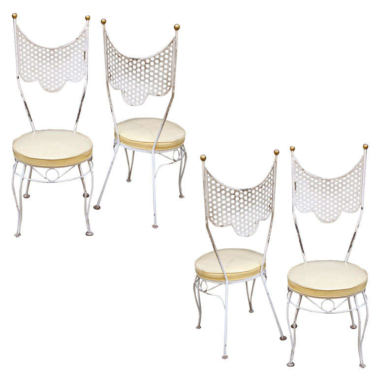 Set of 4 Salterini 1950's Circus Style Draped Metal Chairs