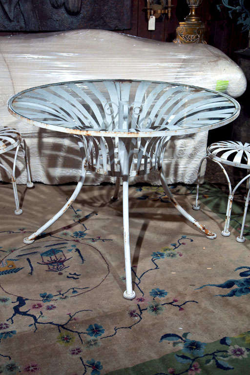 Vintage Set of Four Spring Chairs and Round Table 2