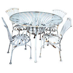Vintage Set of Four Spring Chairs and Round Table 12